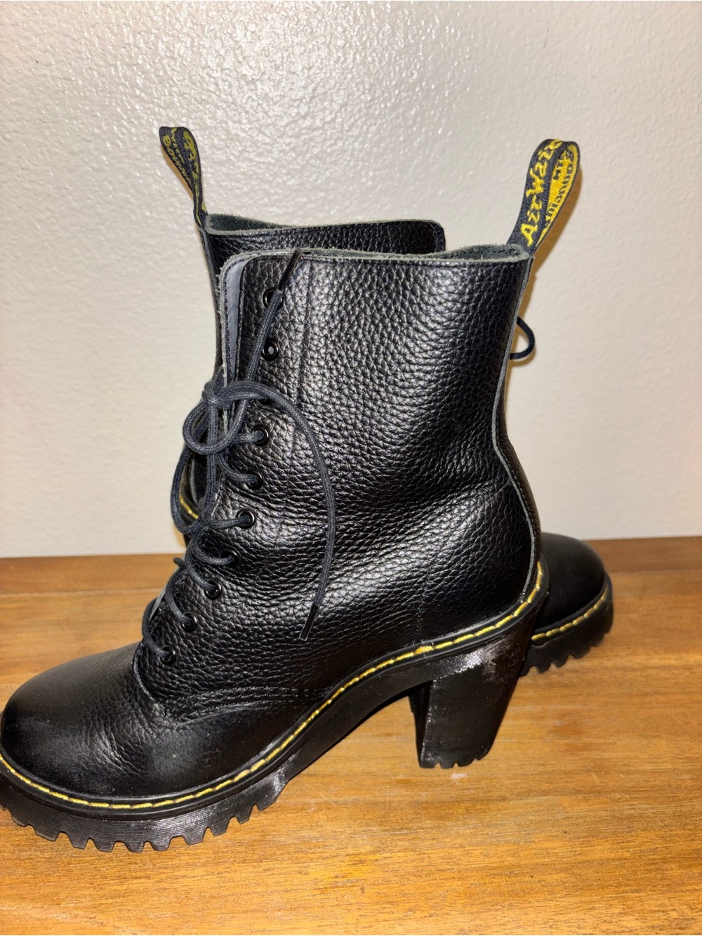 Dr. Martens Kendra Milled Nappa Black Leather Lug-Heel Boot 7 - Picture 4 of 7